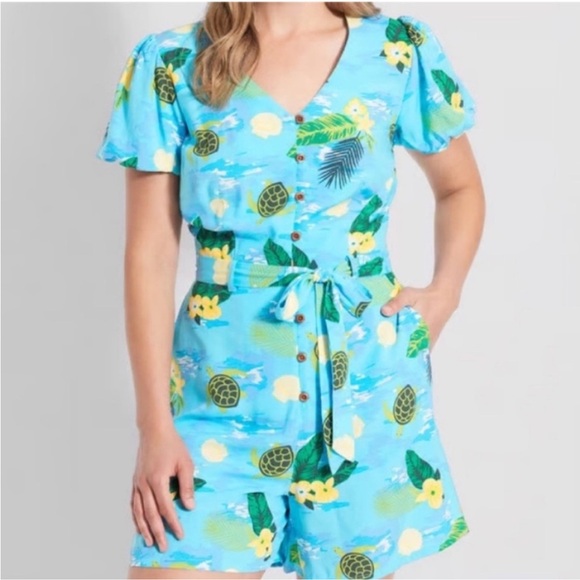 NWT ModCloth Collectif Sea Turtle Wave Romper π’ - Picture 1 of 16